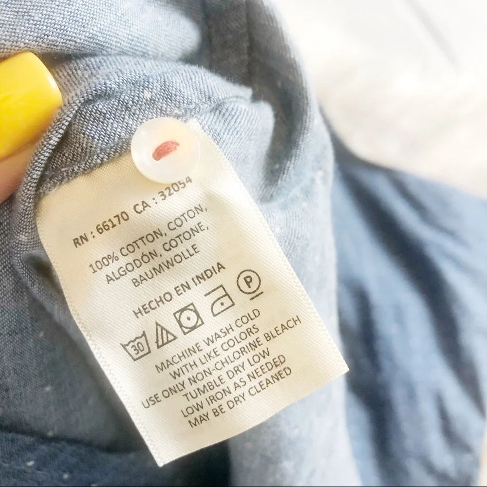 🆕 Holding Horses‎ Split Sleeve Chambray Blue Top 8